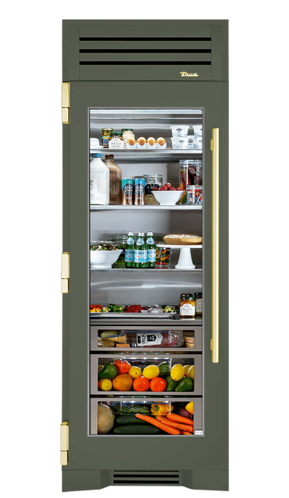 Refrigerator Column, Left Hinged, Olive, Brass Hardware TR30REFLSGC238H01