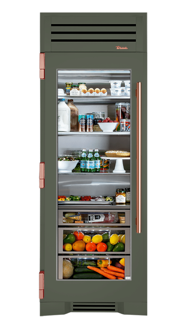 Refrigerator Column, Left Hinged, Olive, Copper Hardware TR30REFLSGC238H03