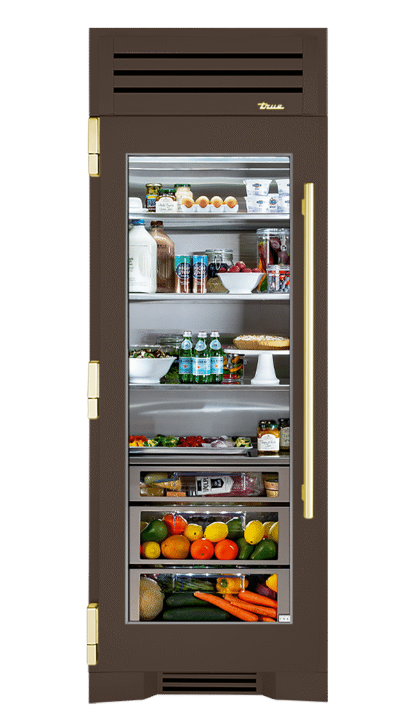 Refrigerator Column, Left Hinged, Espresso, Brass Hardware TR30REFLSGC305H01