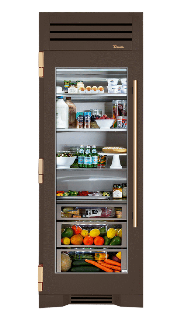 Refrigerator Column, Left Hinged, Espresso, Gold Hardware TR30REFLSGC305H08