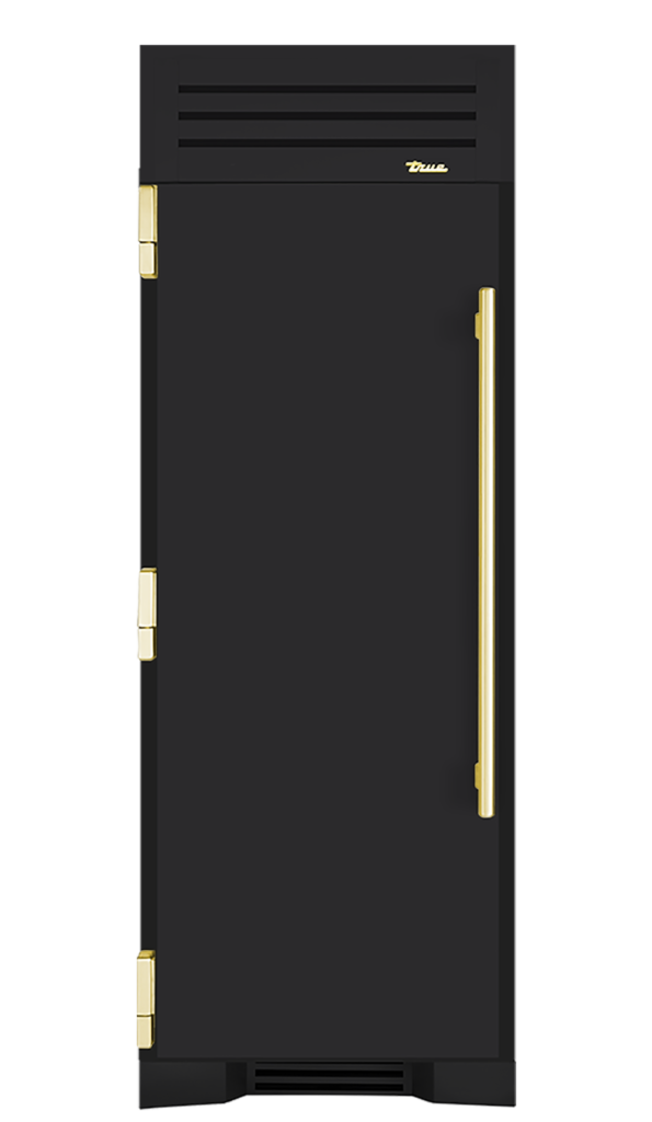 Refrigerator Column, Left Hinged, Matte Black, Brass Hardware TR30REFLSSC027H01