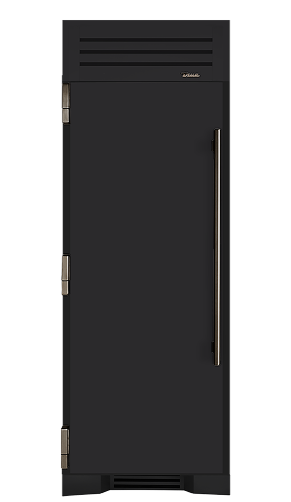 Refrigerator Column, Left Hinged, Matte Black, Pewter Hardware TR30REFLSSC027H05