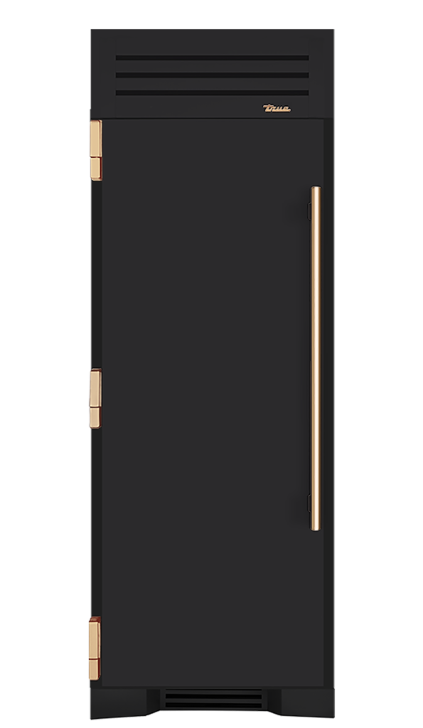 Refrigerator Column, Left Hinged, Matte Black, Gold Hardware TR30REFLSSC027H08