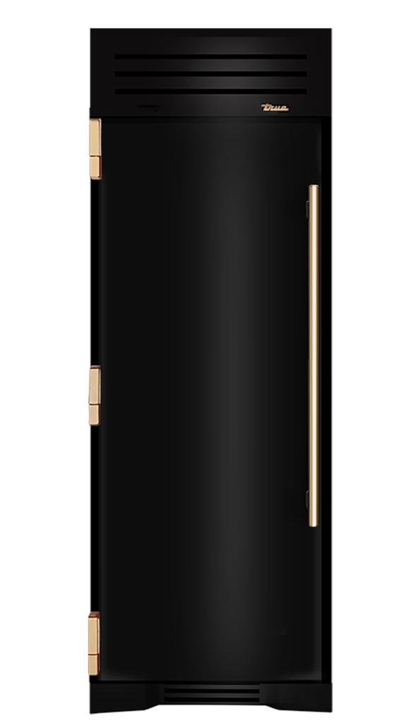 Refrigerator Column, Left Hinged, Gloss Black, Gold Hardware TR30REFLSSC044H08