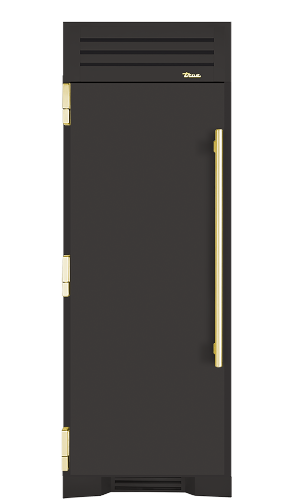 Refrigerator Column, Left Hinged, Ultra Matte Black, Brass Hardware TR30REFLSSC085H01