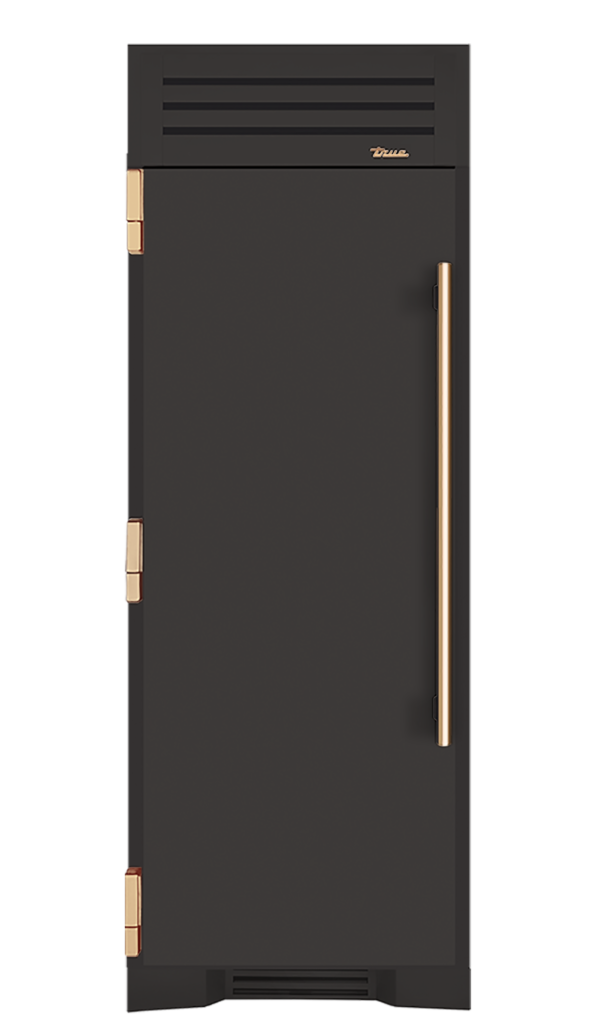 Refrigerator Column, Left Hinged, Ultra Matte Black, Gold Hardware TR30REFLSSC085H08