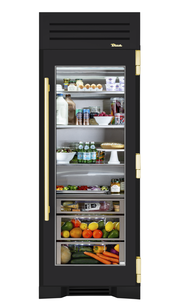 Refrigerator Column, Right Hinged, Matte Black, Brass Hardware TR30REFRSGC027H01