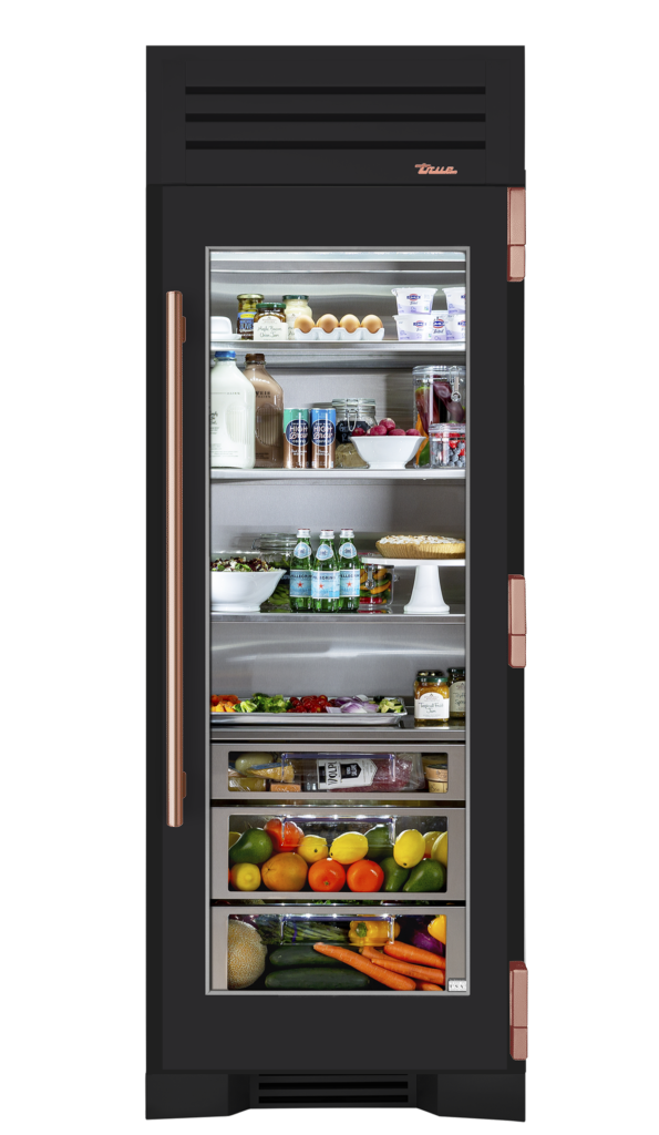 Refrigerator Column, Right Hinged, Matte Black, Copper Hardware TR30REFRSGC027H03