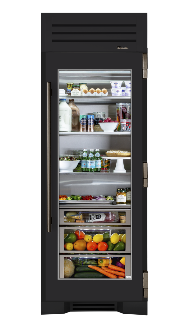 Refrigerator Column, Right Hinged, Matte Black, Pewter Hardware TR30REFRSGC027H05