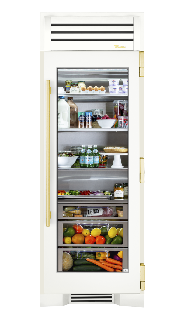 Refrigerator Column, Right Hinged, Matte White, Brass Hardware TR30REFRSGC030H01