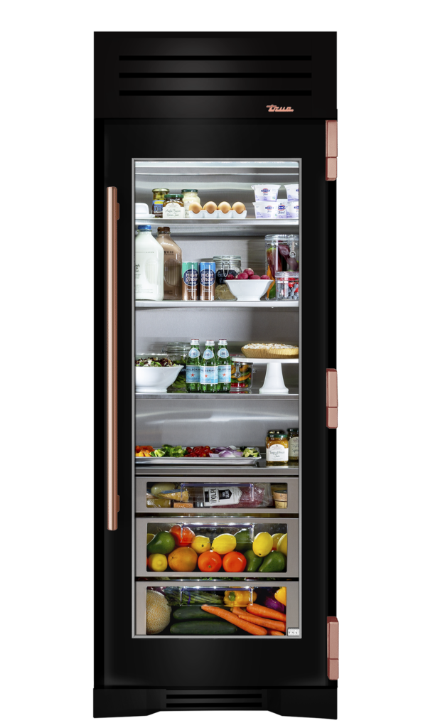 Refrigerator Column, Right Hinged, Gloss Black, Copper Hardware TR30REFRSGC044H03