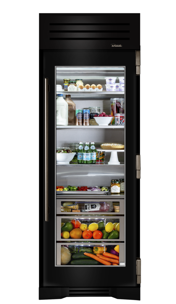 Refrigerator Column, Right Hinged, Gloss Black, Pewter Hardware TR30REFRSGC044H05