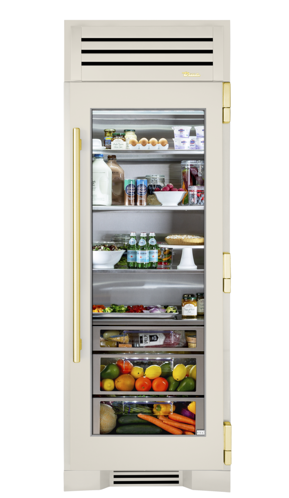 Refrigerator Column, Right Hinged, Antique White, Brass Hardware TR30REFRSGC050H01