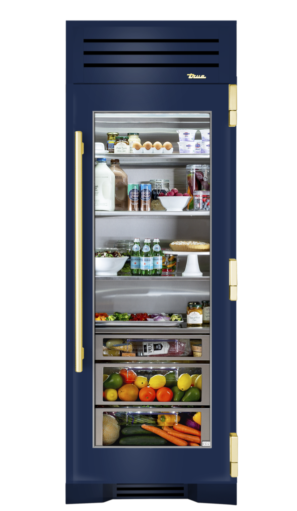 Refrigerator Column, Right Hinged, Cobalt, Brass Hardware TR30REFRSGC078H01
