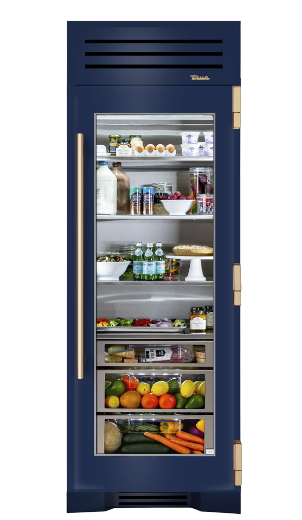 Refrigerator Column, Right Hinged, Cobalt, Gold Hardware TR30REFRSGC078H08