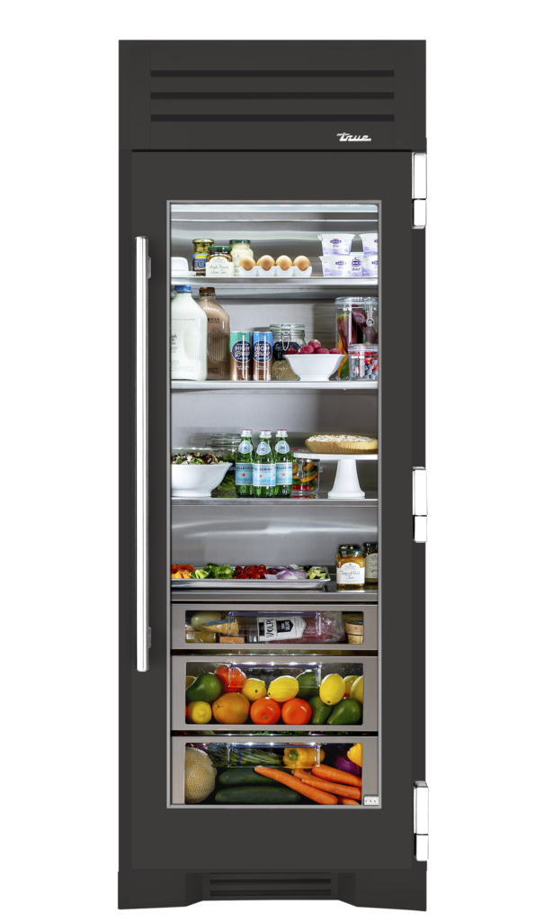 Refrigerator Column, Right Hinged, Ultra Matte Black, Chrome Hardware TR30REFRSGC085H02