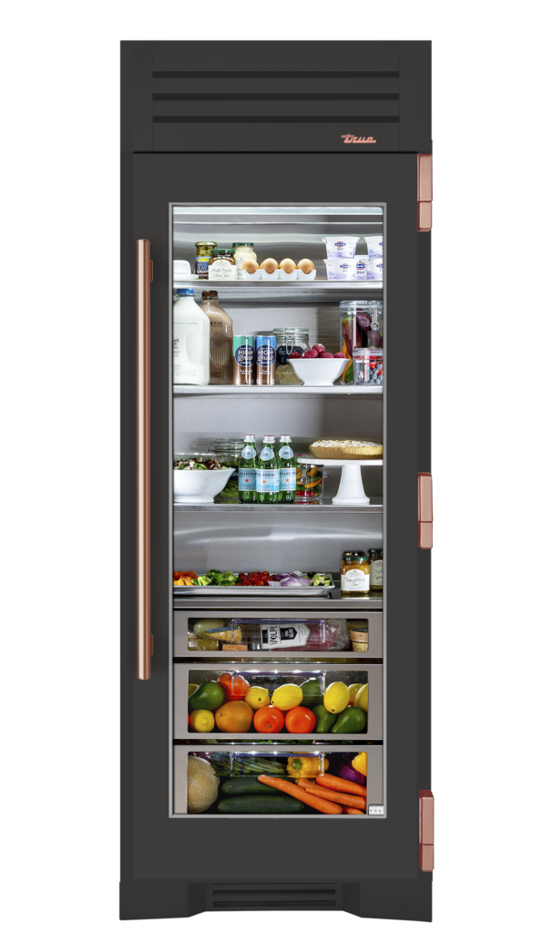 Refrigerator Column, Right Hinged, Ultra Matte Black, Copper Hardware TR30REFRSGC085H03