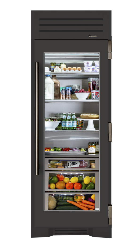 Refrigerator Column, Right Hinged, Ultra Matte Black, Pewter Hardware TR30REFRSGC085H05