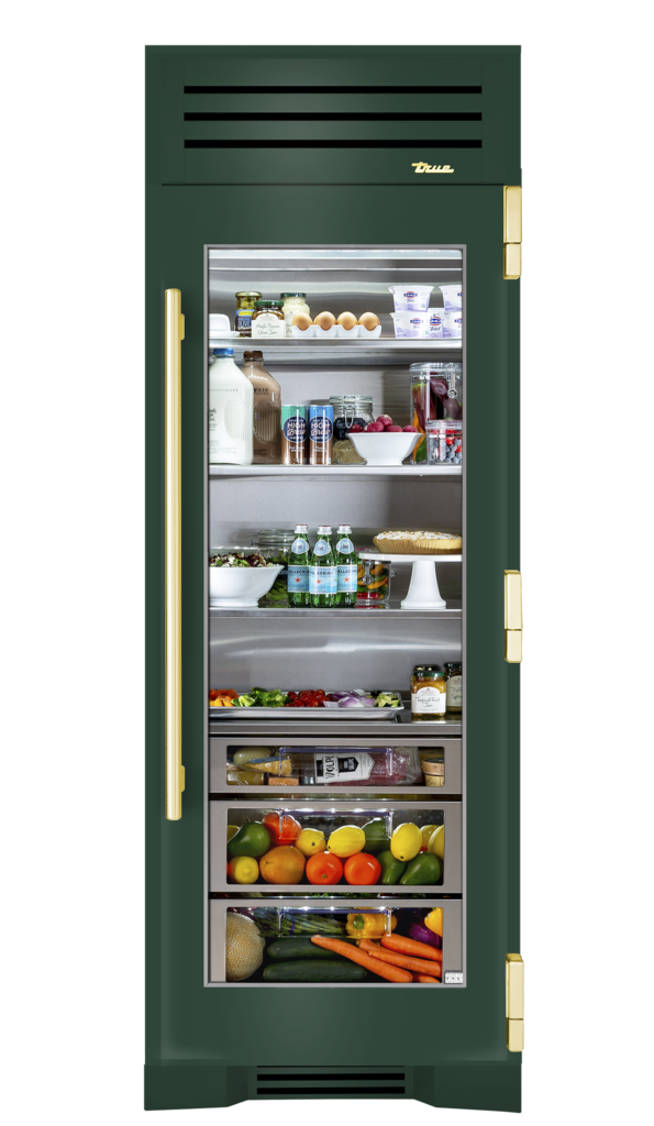 Refrigerator Column, Right Hinged, Emerald, Brass Hardware TR30REFRSGC086H01