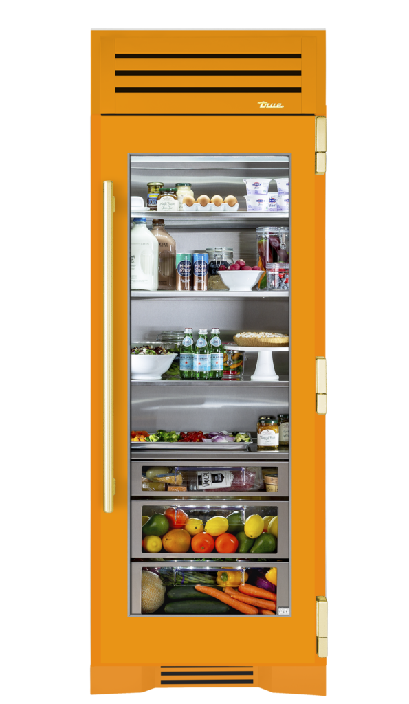 Refrigerator Column, Right Hinged, Saffron, Brass Hardware TR30REFRSGC103H01