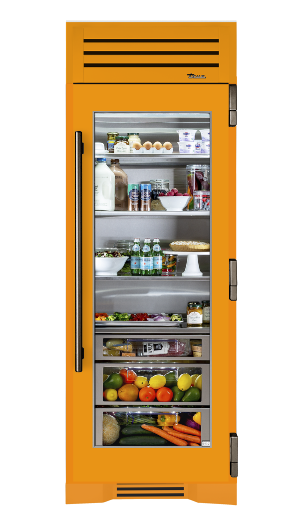 Refrigerator Column, Right Hinged, Saffron, Pewter Hardware TR30REFRSGC103H05