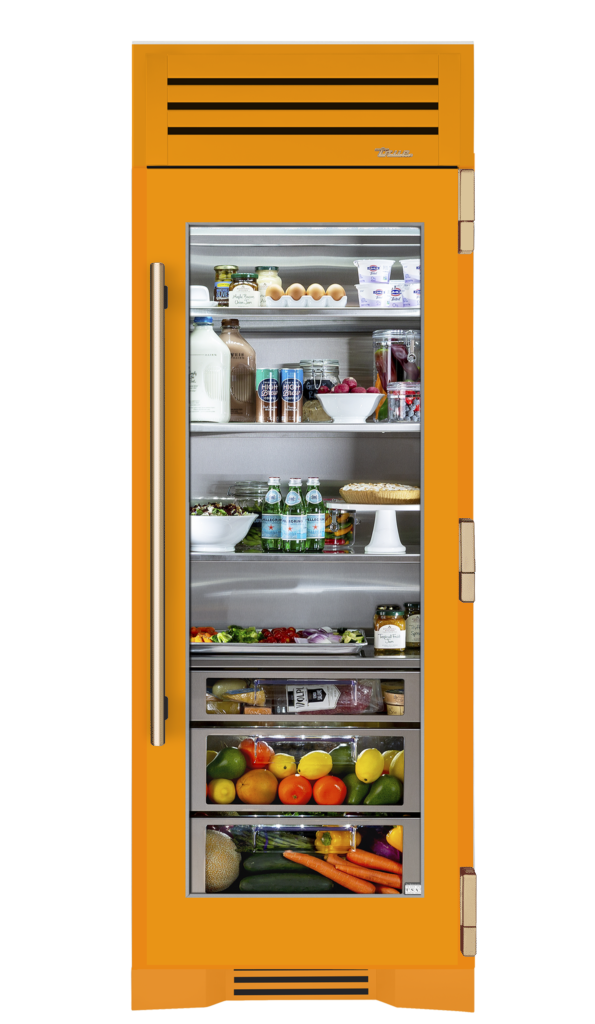 Refrigerator Column, Right Hinged, Saffron, Gold Hardware TR30REFRSGC103H08
