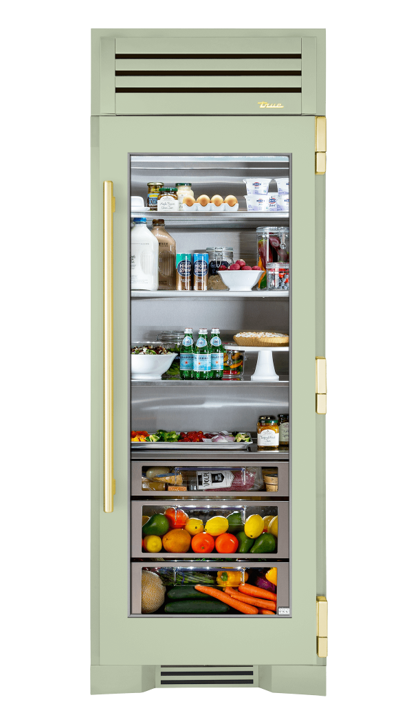 Refrigerator Column, Right Hinged, Sage, Brass Hardware TR30REFRSGC129H01