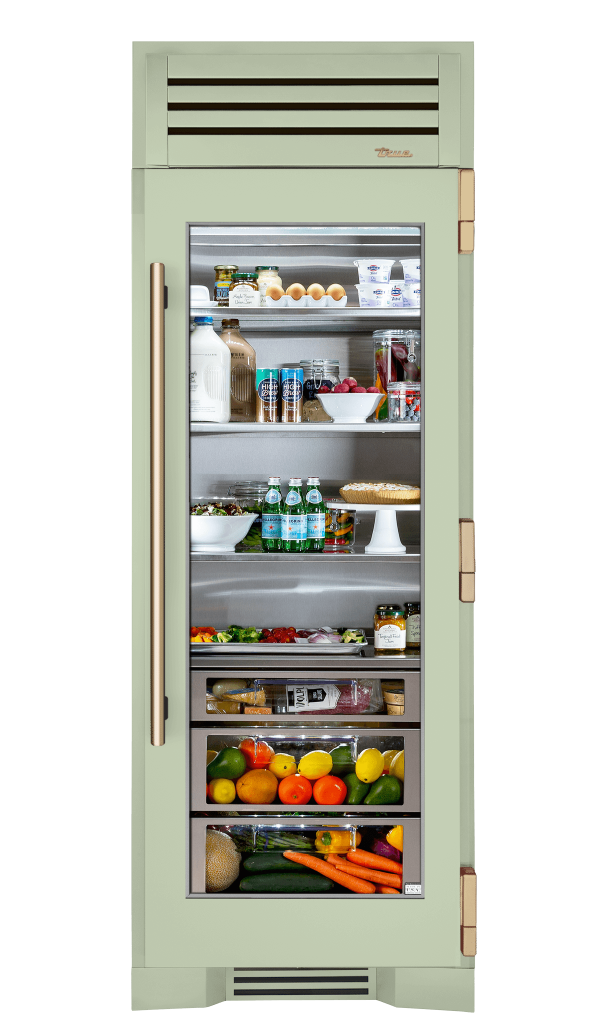 Refrigerator Column, Right Hinged, Sage, Gold Hardware TR30REFRSGC129H08
