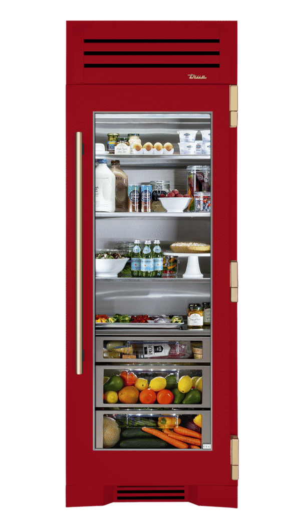 Refrigerator Column, Right Hinged, Crimson, Gold Hardware TR30REFRSGC193H08