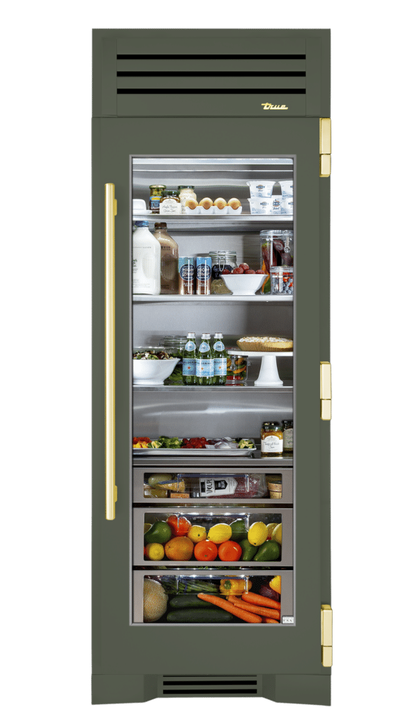 Refrigerator Column, Right Hinged, Olive, Brass Hardware TR30REFRSGC238H01
