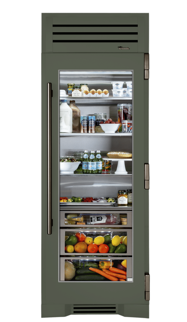 Refrigerator Column, Right Hinged, Olive, Pewter Hardware TR30REFRSGC238H05