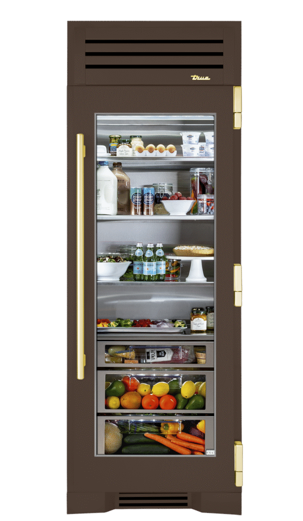 Refrigerator Column, Right Hinged, Espresso, Brass Hardware TR30REFRSGC305H01