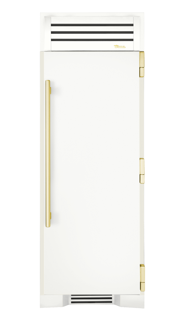 Refrigerator Column, Right Hinged, Matte White, Brass Hardware TR30REFRSSC030H01