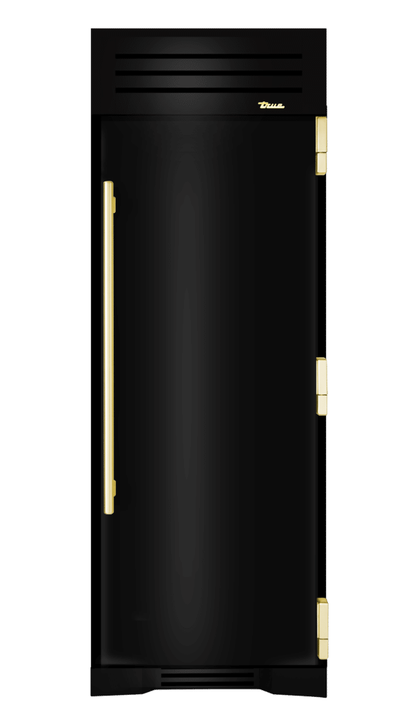 Refrigerator Column, Right Hinged, Gloss Black, Brass Hardware TR30REFRSSC044H01