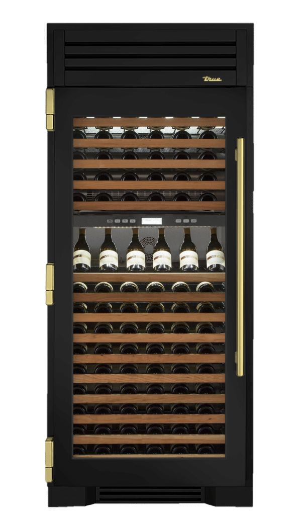 Wine Column, Left Hinged, Matte Black, Brass Hardware TR36DZWLSGC027H01