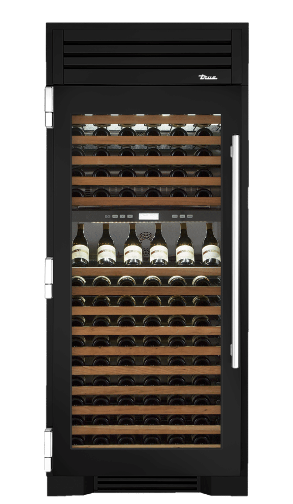 Wine Column, Left Hinged, Matte Black, Chrome Hardware TR36DZWLSGC027H02