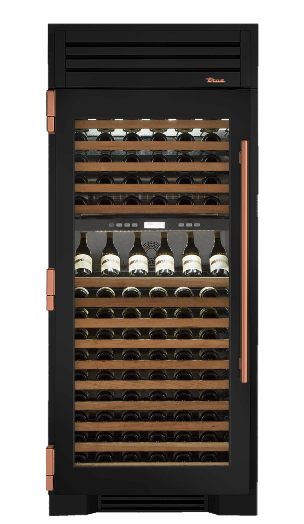Wine Column, Left Hinged, Matte Black, Copper Hardware TR36DZWLSGC027H03