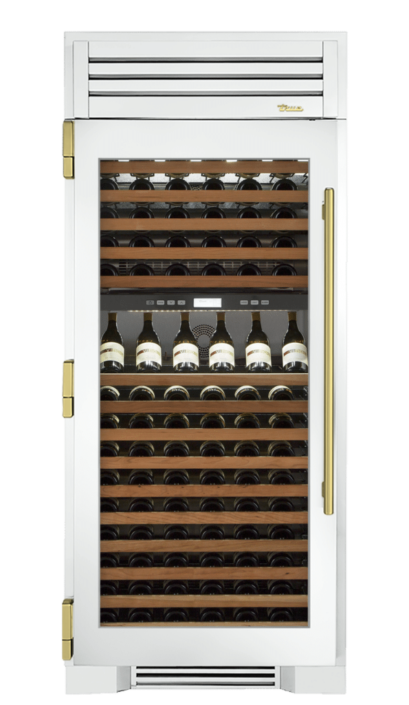 Wine Column, Left Hinged, Matte White, Brass Hardware TR36DZWLSGC030H01