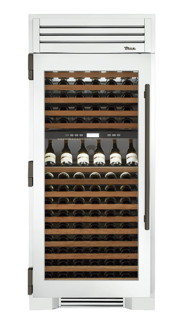 Wine Column, Left Hinged, Matte White, Pewter Hardware TR36DZWLSGC030H05