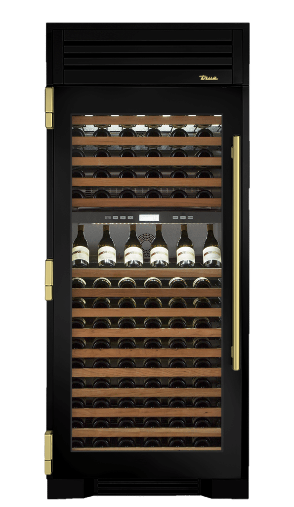 Wine Column, Left Hinged, Gloss Black, Brass Hardware TR36DZWLSGC044H01
