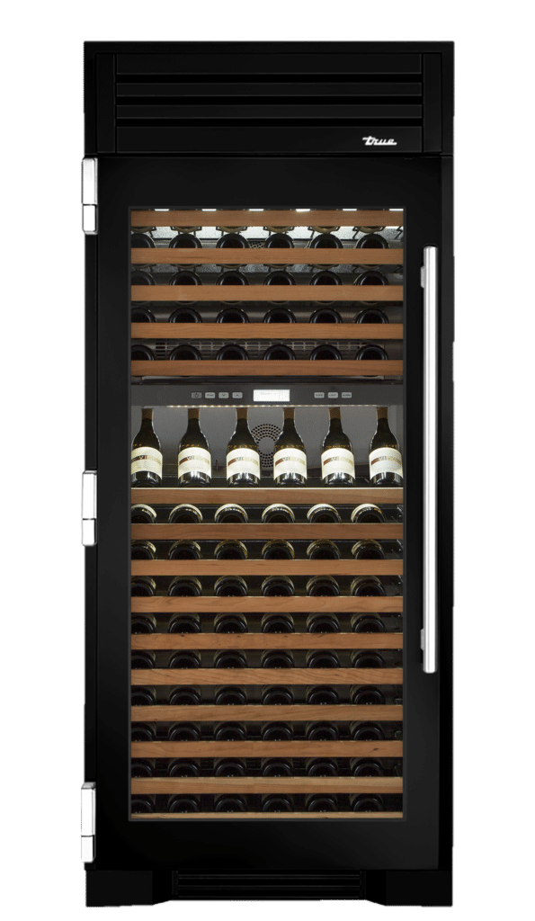 Wine Column, Left Hinged, Gloss Black, Chrome Hardware TR36DZWLSGC044H02