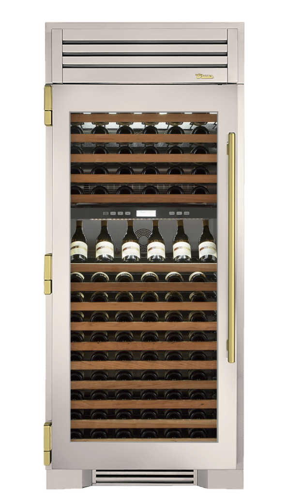 Wine Column, Left Hinged, Antique White, Brass Hardware TR36DZWLSGC050H01