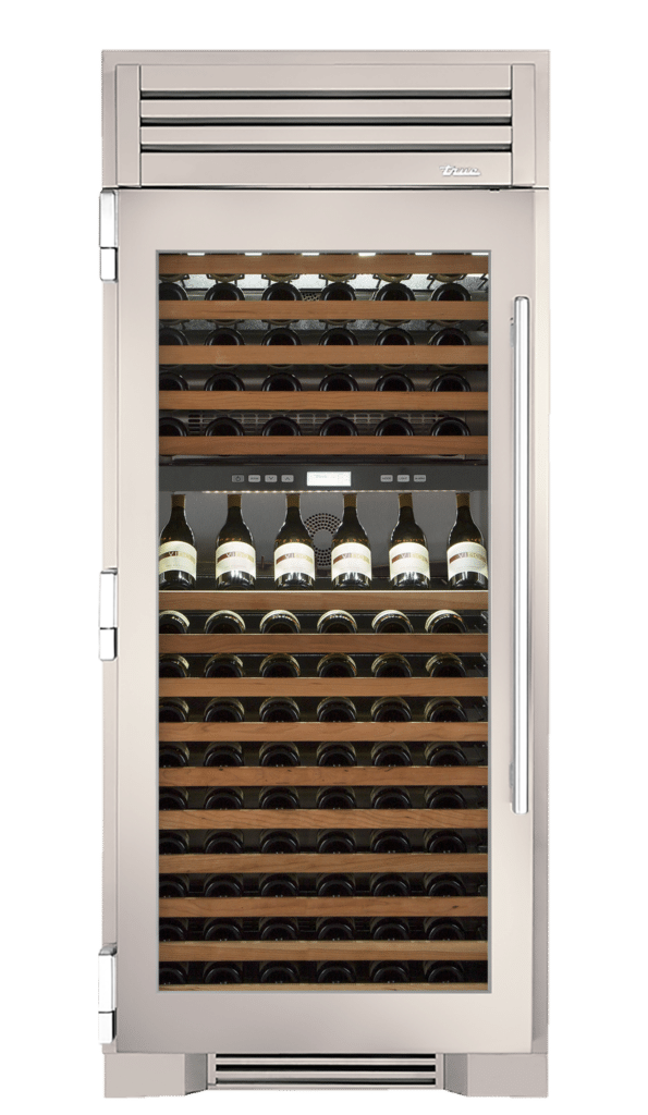 Wine Column, Left Hinged, Antique White, Chrome Hardware TR36DZWLSGC050H02