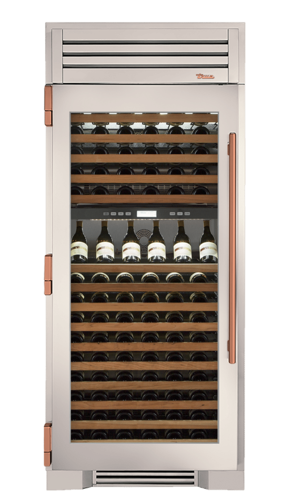 Wine Column, Left Hinged, Antique White, Copper Hardware TR36DZWLSGC050H03