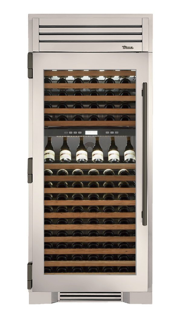 Wine Column, Left Hinged, Antique White, Pewter Hardware TR36DZWLSGC050H05