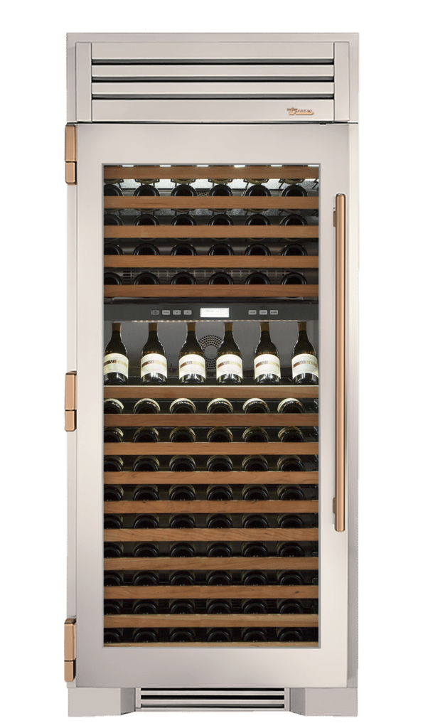 Wine Column, Left Hinged, Antique White, Gold Hardware TR36DZWLSGC050H08