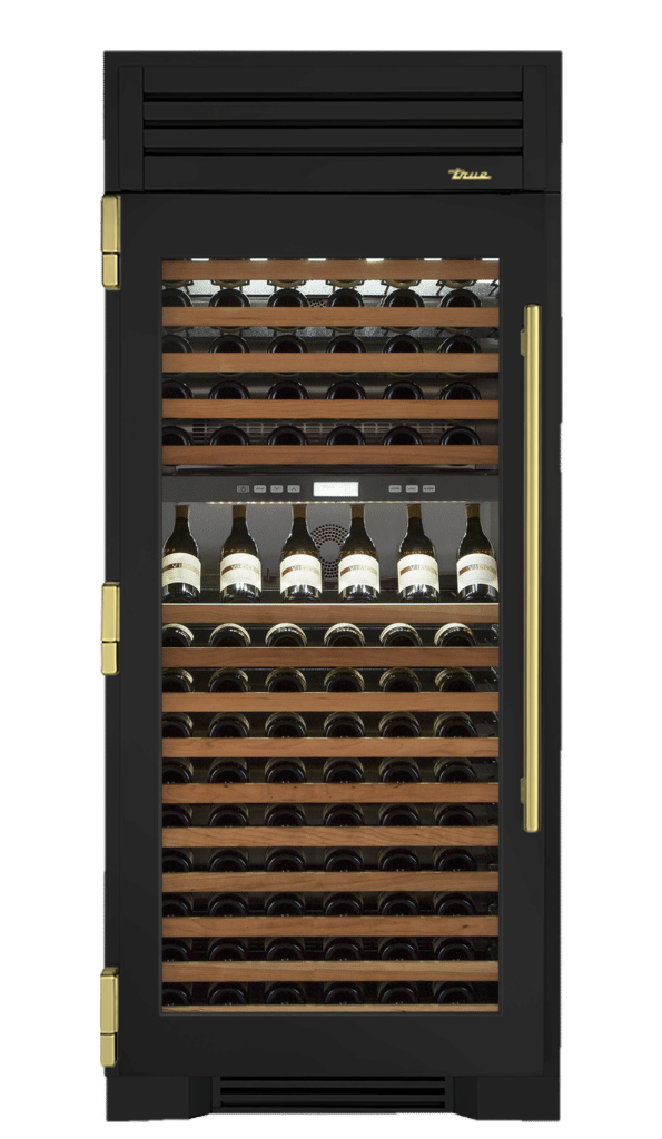 Wine Column, Left Hinged, Ultra Matte Black, Brass Hardware TR36DZWLSGC085H01