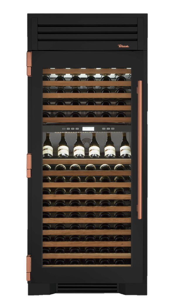 Wine Column, Left Hinged, Ultra Matte Black, Copper Hardware TR36DZWLSGC085H03
