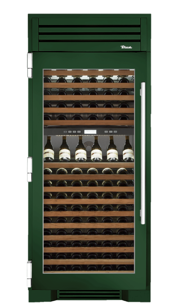 Wine Column, Left Hinged, Emerald, Chrome Hardware TR36DZWLSGC086H02