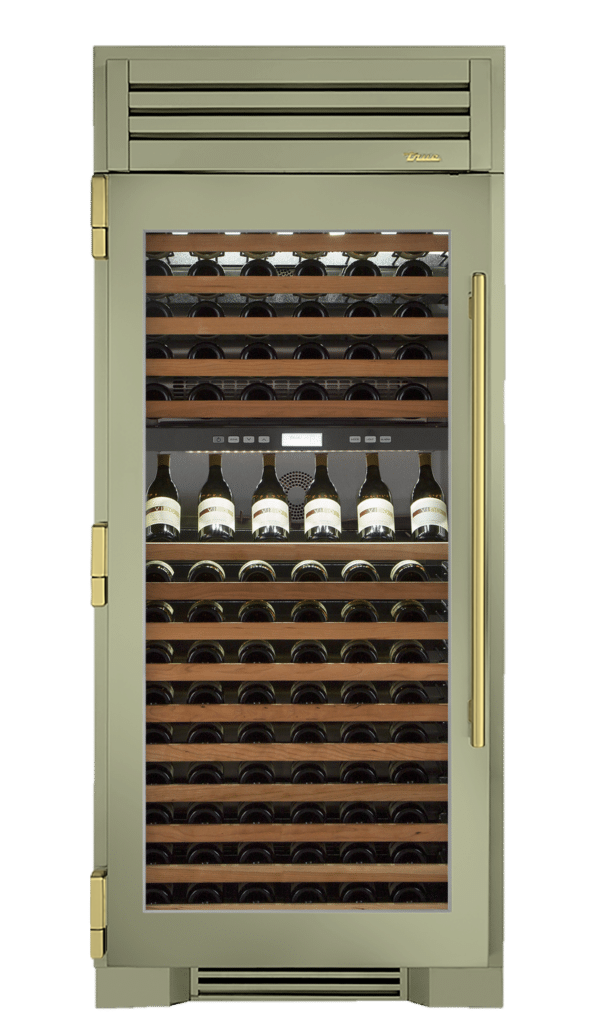 Wine Column, Left Hinged, Sage, Brass Hardware TR36DZWLSGC129H01